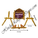 Measurement chart of Hindu religious items with dimensions labeled.