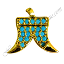 Golden metal AD Waghnakh pendant with Blue centre stone for Kanth Shringar of Shri Thakorji