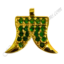 Golden metal AD Waghnakh pendant with Green centre stone for Kanth Shringar of Shri Thakorji