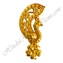 Peacock design Sheeshphool in golden metal, approximately 3 cm, close view
