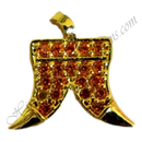 Golden metal AD Waghnakh pendant with Orange centre stone for Kanth Shringar of Shri Thakorji