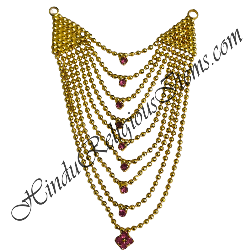 Premium Quality 9 Layer Golden Moti Mala With Flower Shape Nang(Diamond) Pendent