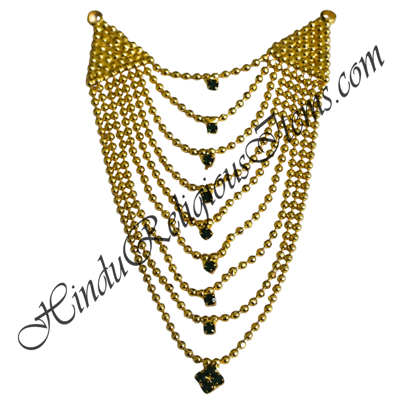 Premium Quality 9 Layer Golden Moti Mala With Flower Shape Nang(Diamond) Pendent