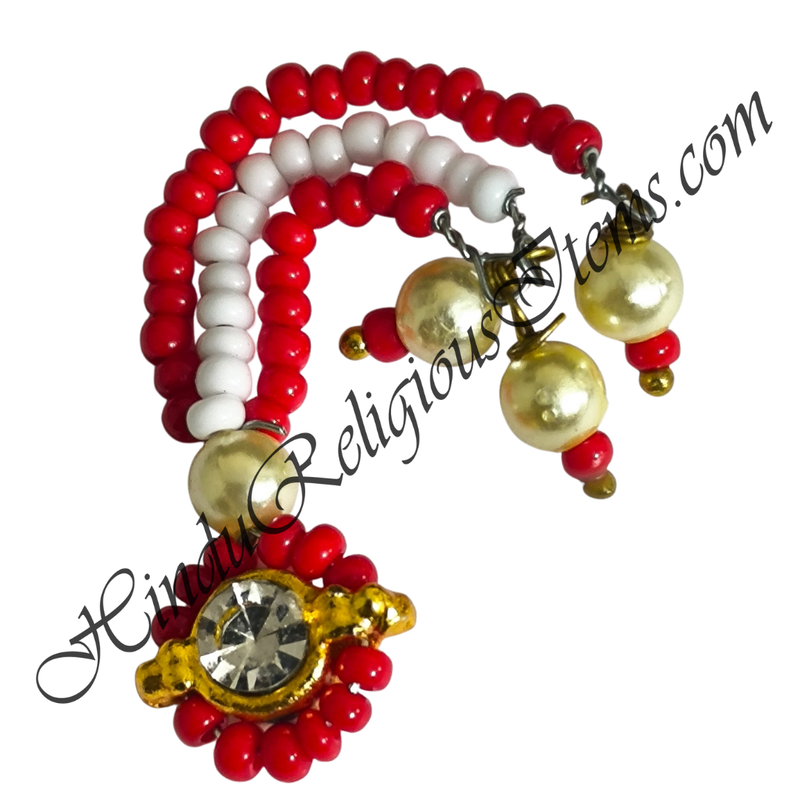 Coloured Moti Sheeshful With White Moti & Nang(Diamond)