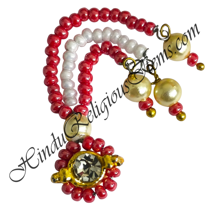 Coloured Moti Sheeshful With White Moti & Nang(Diamond)