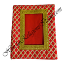 Chitraji Coloured Cotton Vastra With Golden Criss-Cross Lace