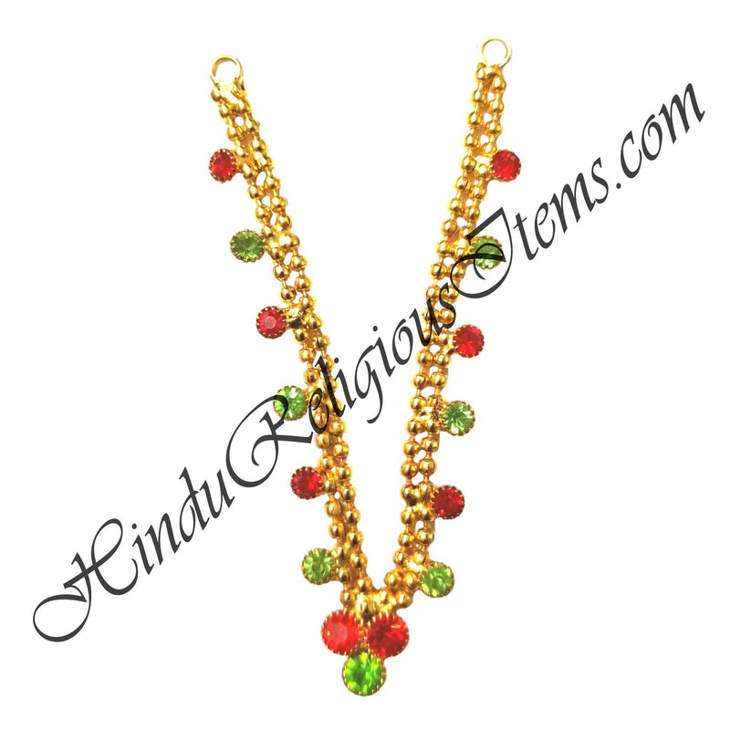 Golden Moti Mala With Coloured Nang (Diamond)