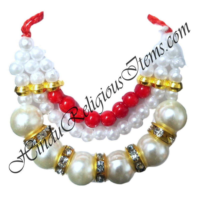 Three Layer White Moti Mala With Nang(Diamond)