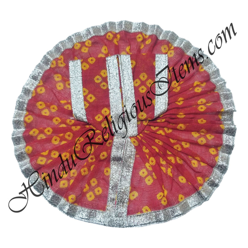 Lalan Chofuli Bandhani Round Vastra With Silver Jhari Lace (LCBRV)