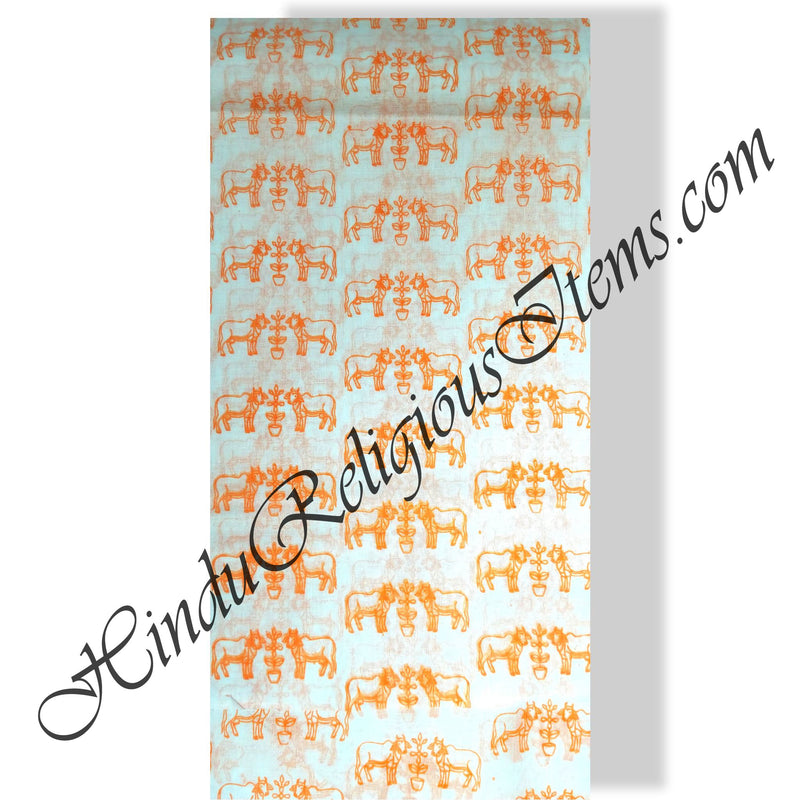 Cotton Orange (Kesari) Print Fabric/ Kapad(COP)