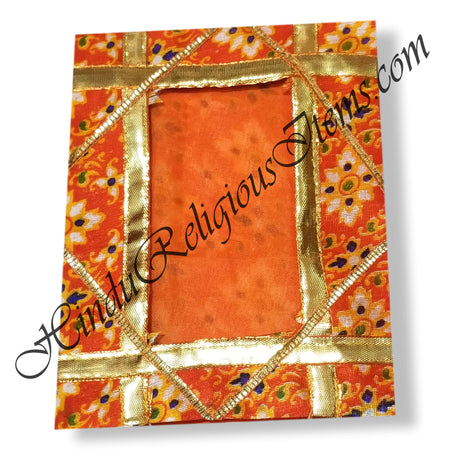 Chitraji Bangoli Silk Vastra With Flower Designs And Golden Criss-cross Lace