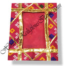 Chitraji Bangoli Silk Vastra With Mothada Designs With Golden Criss Cross Lace