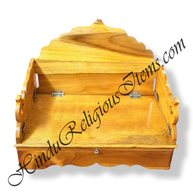 Wooden Folding Sinhasan With Pulling Tray For Bhog