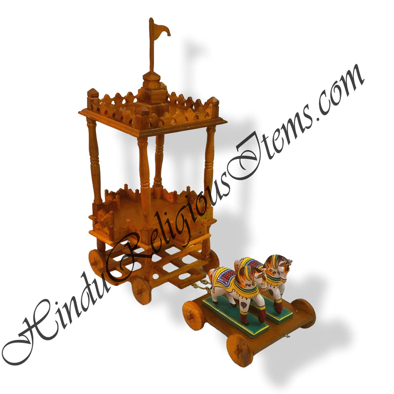 Sagwan Wooden Rath (Chariot) With Pair of Horse