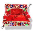 High-Quality Velvet Gadi Sinhasan With Embroidery Moti Work With Detachable Pithika