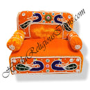 High-Quality Velvet Gadi Sinhasan With Embroidery Moti Work With Detachable Pithika