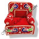 High-Quality Velvet Gadi Sinhasan With Embroidery Moti Work With Detachable Pithika