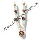 White Moti With Kamal Choki And Droplet Shape Pendant