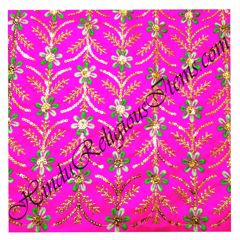 Saga Silk with Embroidery and Golden Tikki Floral Work Fabric/ Kapad [SSEGTF]