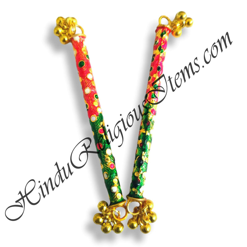 Metal Meenakari Dandiya With Ghughri (Pair)