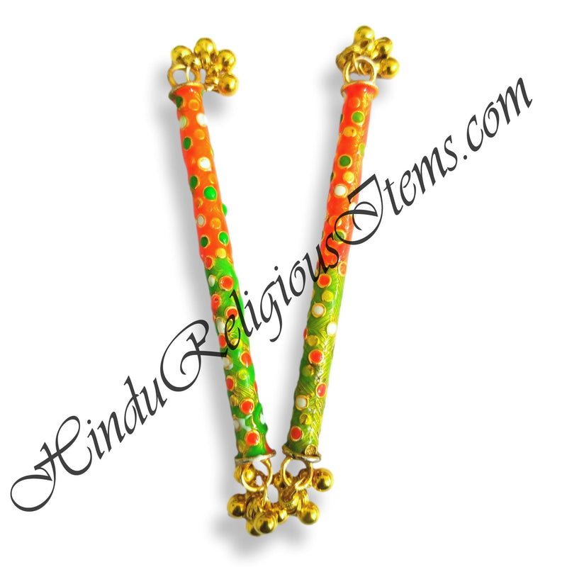 Metal Meenakari Dandiya With Ghughri (Pair)