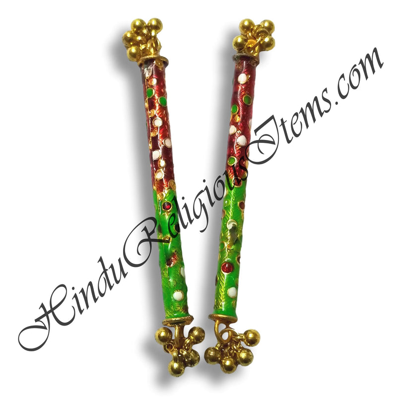 Metal Meenakari Dandiya With Ghughri (Pair)