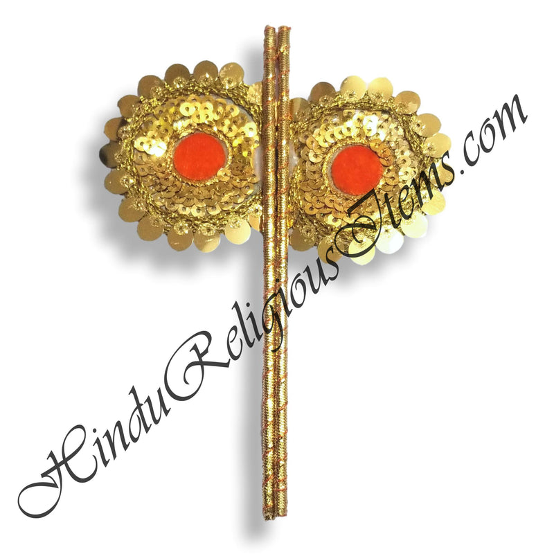 Premium Quality Resham Pankha With Golden And Silver Tikli