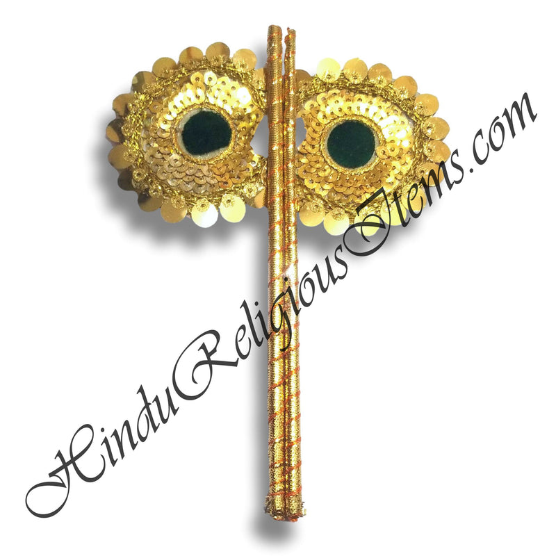 Premium Quality Resham Pankha With Golden And Silver Tikli