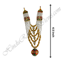 Five Layer White & Golden Moti Mala With Diamond Shape Pendant