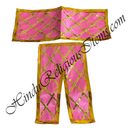 Lalan Satin Silk Chira Vastra Criss Cross Golden Lace Work