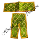 Lalan Satin Silk Chira Vastra Criss Cross Golden Lace Work