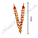Three Layer Colured Moti Mala With Leaf Shape Pendant