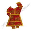 Chitraji Brocade Jhari With Flower Print Chakdar Ang Vastra With Golden Lace