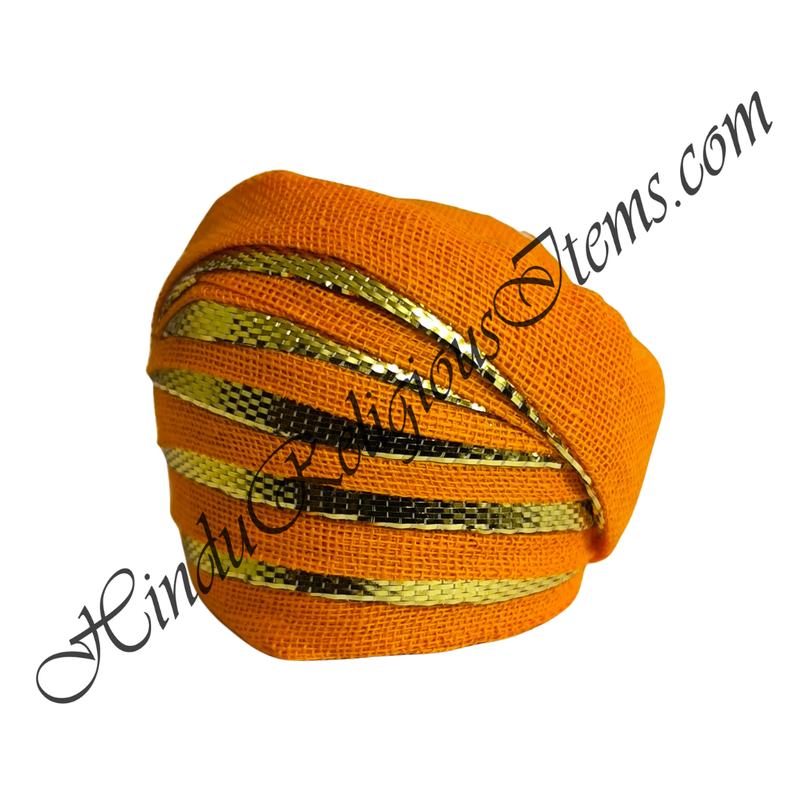 Cotton Coloured Lalan Paghdi With Golden Lace