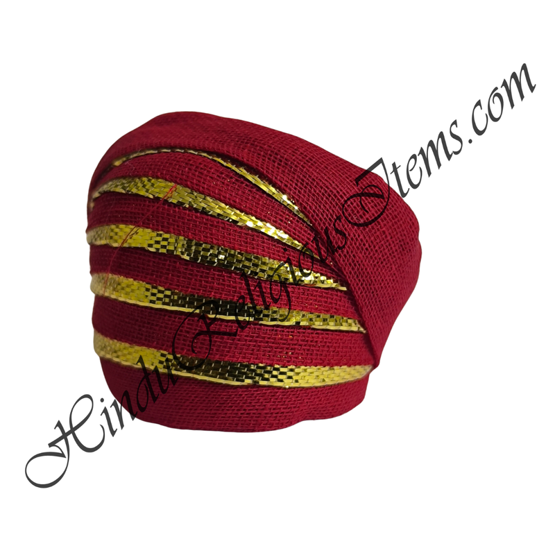 Cotton Coloured Lalan Paghdi With Golden Lace