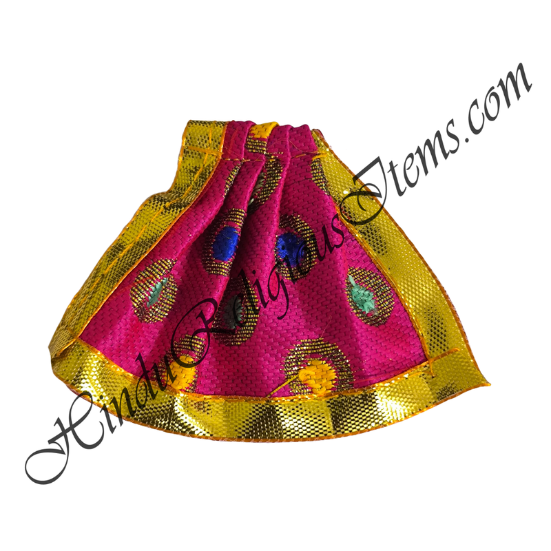 Chitraji Brocade Golden Jhari With Multi-Colour Dots Taniya With Golden Lace