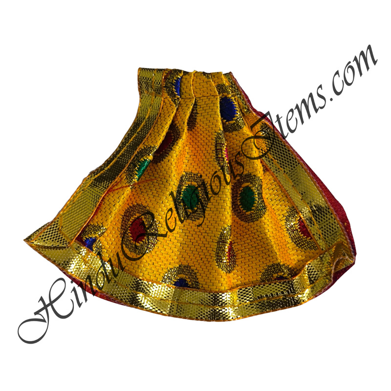 Chitraji Brocade Golden Jhari With Multi-Colour Dots Taniya With Golden Lace