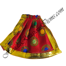 Chitraji Brocade Golden Jhari With Multi-Colour Dots Taniya With Golden Lace