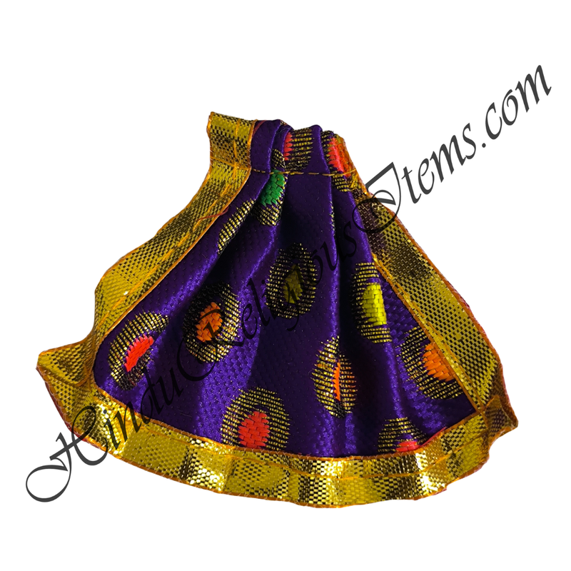 Chitraji Brocade Golden Jhari With Multi-Colour Dots Taniya With Golden Lace