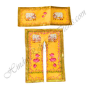 Premium Quality Lalan Satin Cow With Calf & Kamal Print Chira Vastra With Golden Lace