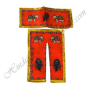 Premium Quality Lalan Slub-Cotton Elephant & Mor-Pankh Print Chira Vastra With Golden Lace