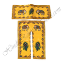 Premium Quality Lalan Slub-Cotton Elephant & Mor-Pankh Print Chira Vastra With Golden Lace