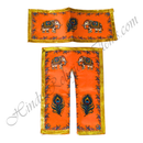 Premium Quality Lalan Slub-Cotton Elephant & Mor-Pankh Print Chira Vastra With Golden Lace