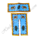 Premium Quality Lalan Slub-Cotton Elephant & Mor-Pankh Print Chira Vastra With Golden Lace