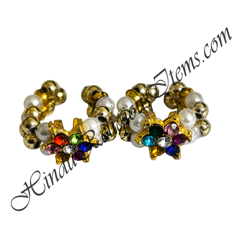 Small Golden & White Moti Kada With Multi-Colour Nang