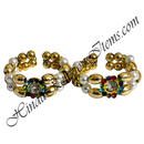 Golden & White Moti Kada With Multi-Colour Nang