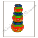 Wooden Hand Painted Matki Set