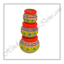 Wooden Hand Painted Matki Set