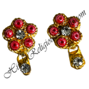 Premium Quality Golden Metal Flower Shape Kundal With Moti & Diamond Latkan