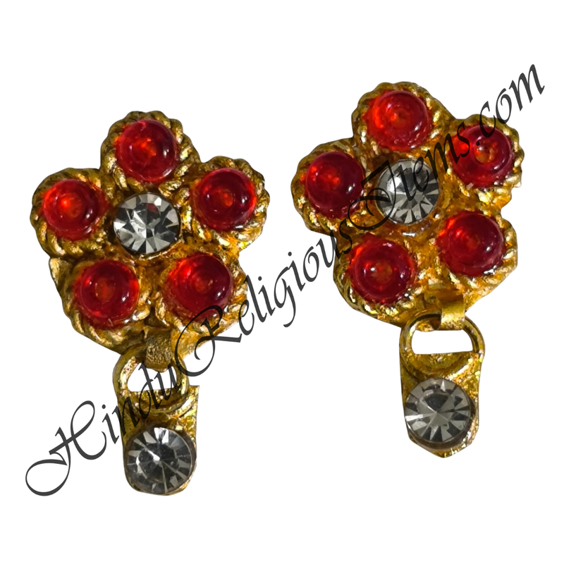 Premium Quality Golden Metal Flower Shape Kundal With Moti & Diamond Latkan